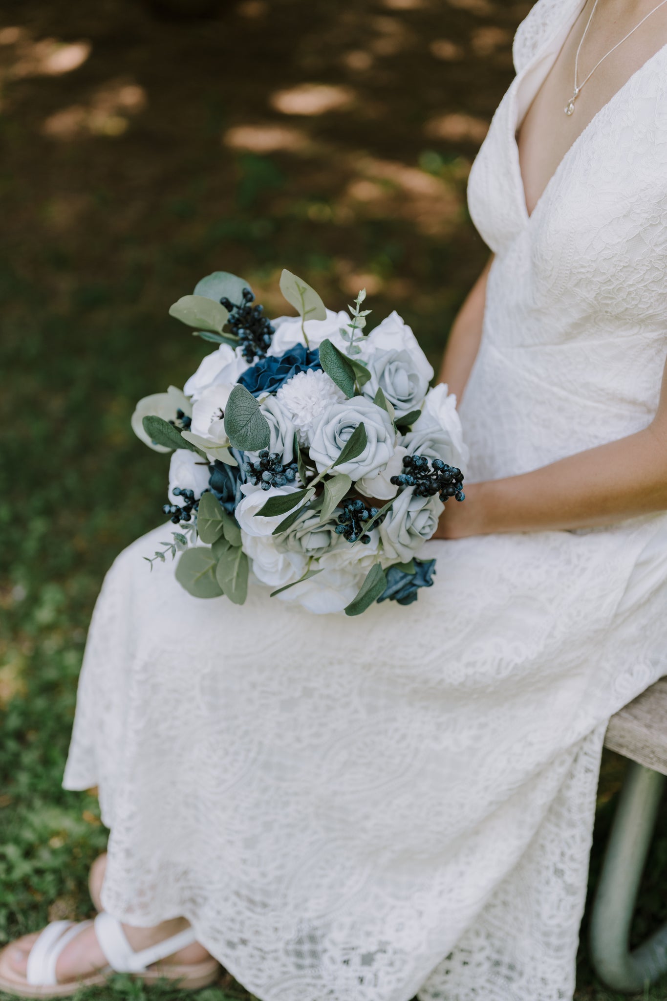 Dusty Blue 11" Bridal Bouquet