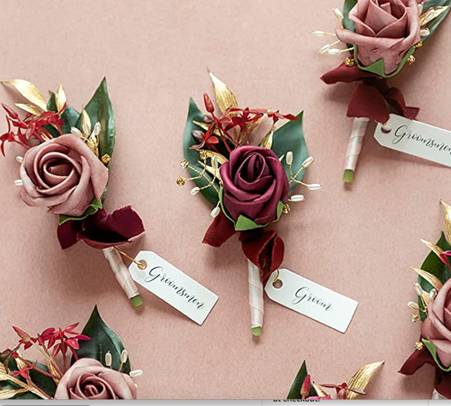 Cinnamon Rose & Burgundy Groom Boutonniere