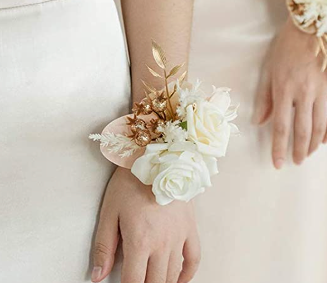 White & Gold Corsage