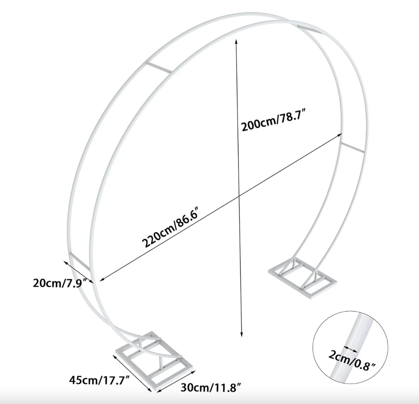 White Circular Metal Arch (Flowers Not Included)