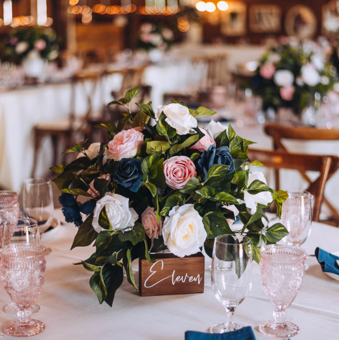 Dusty Rose & Navy Centerpiece