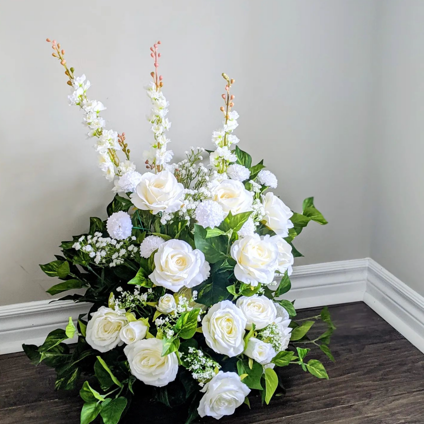 White & Sage Ground Arrangement