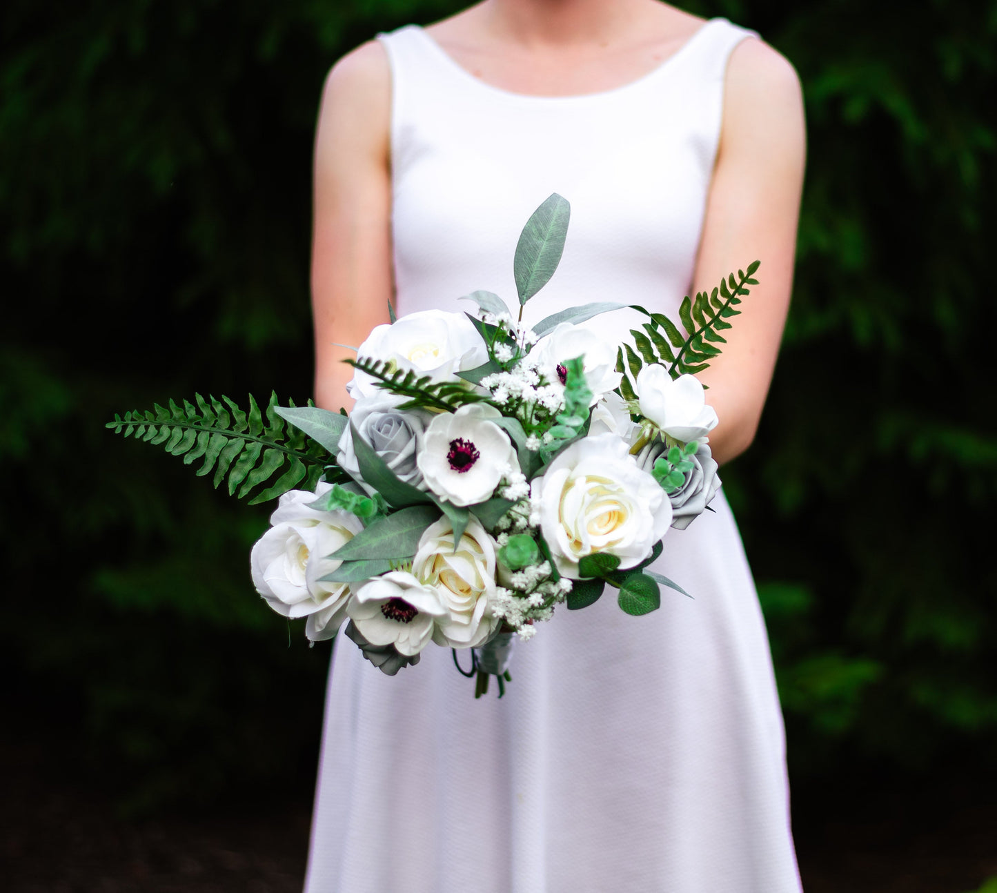 Dusty Blue & Fern Bridal Bouquet