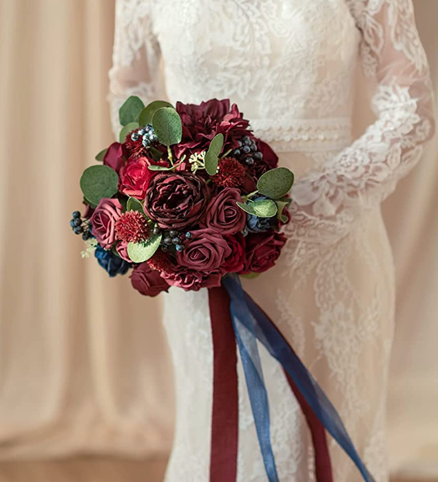 Burgundy & Navy Blue 11 Bridal Bouquet – Bushel & Bloom