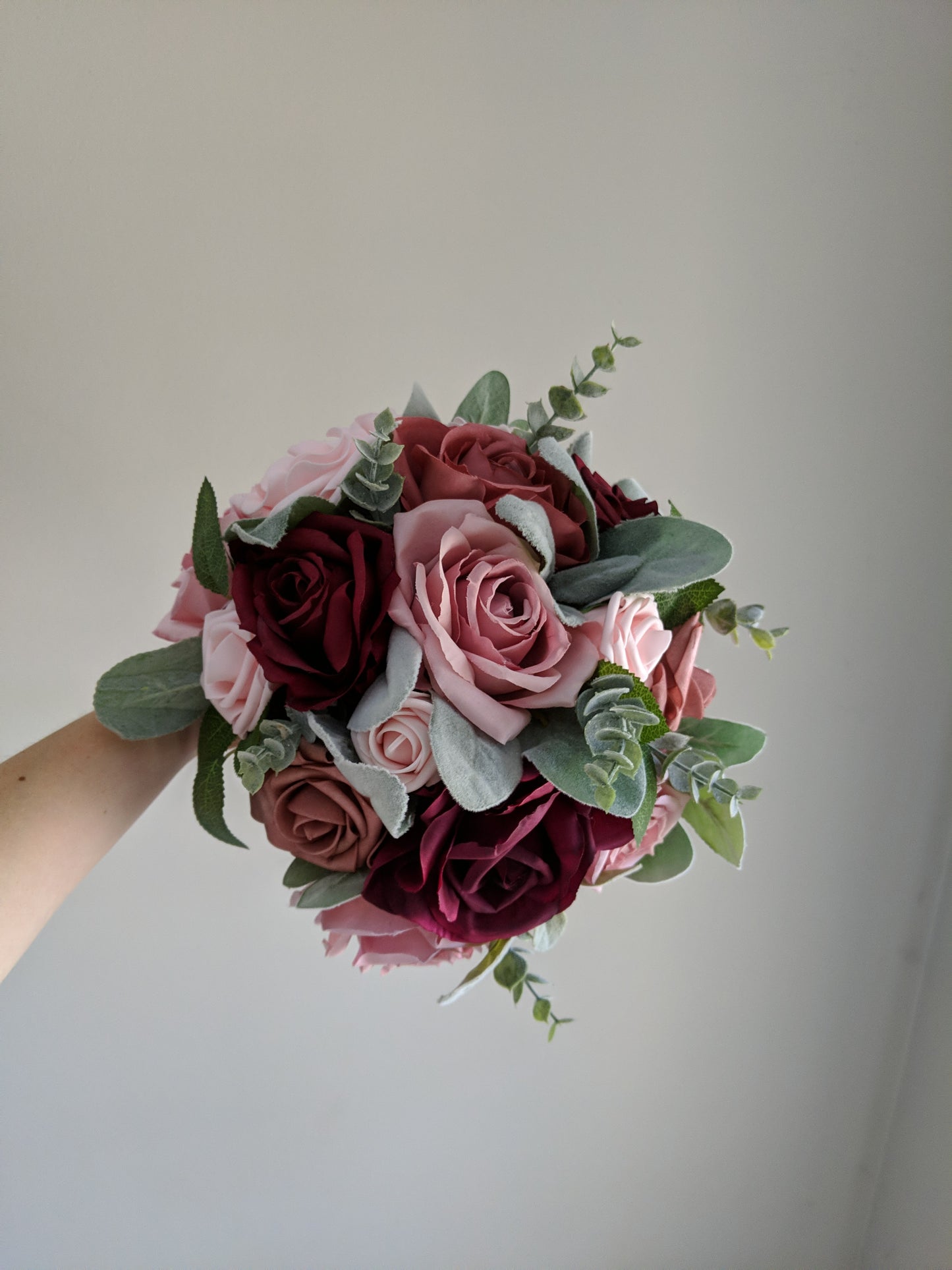 Cinnamon Rose & Burgundy 11" Bridal Bouquet