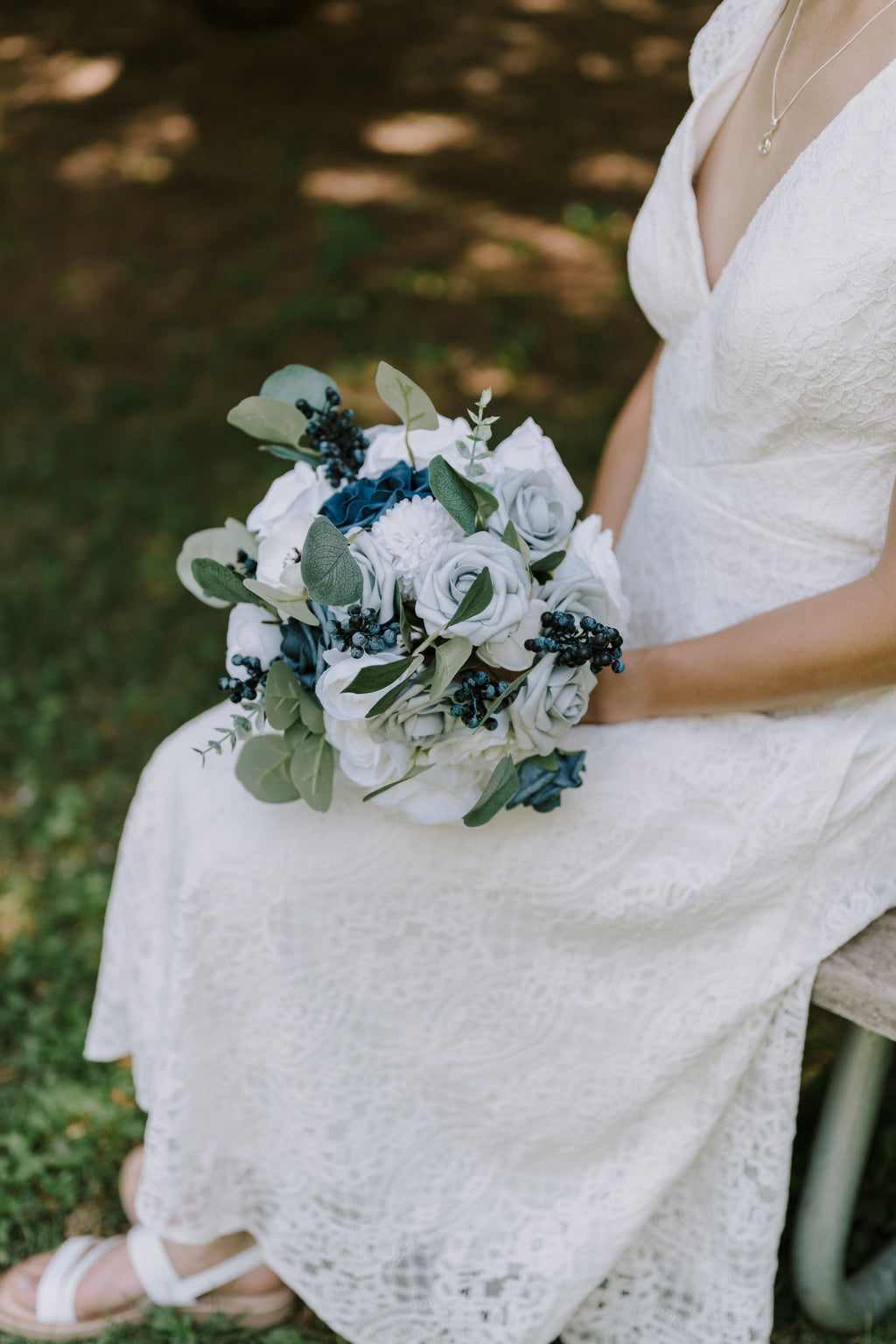 Dusty Blue 11" Bridal Bouquet
