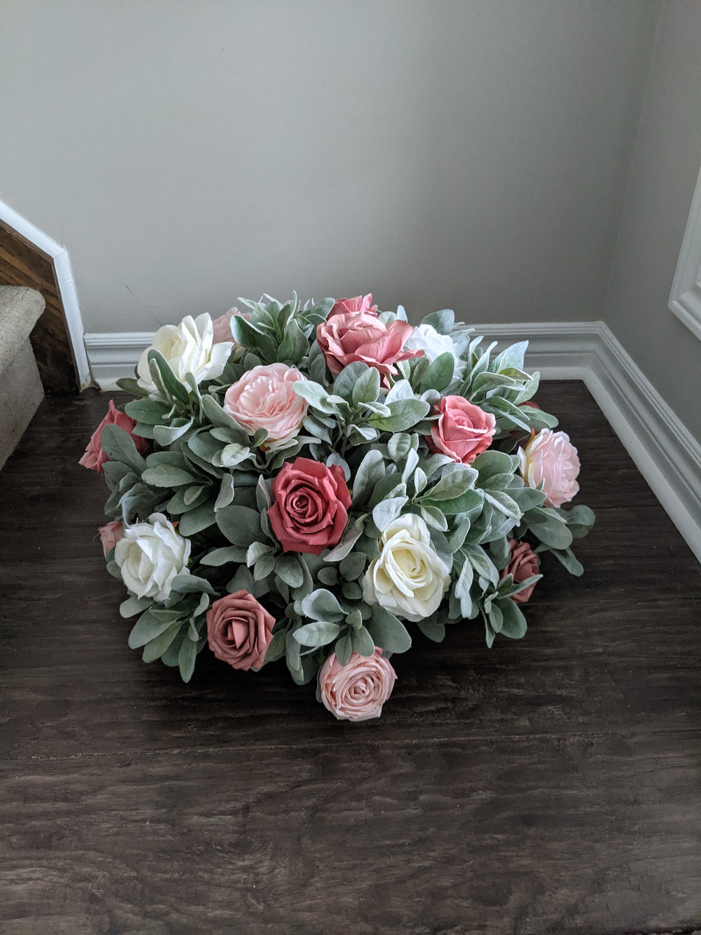 Dusty Rose & Lamb's Ear Altar Arrangement