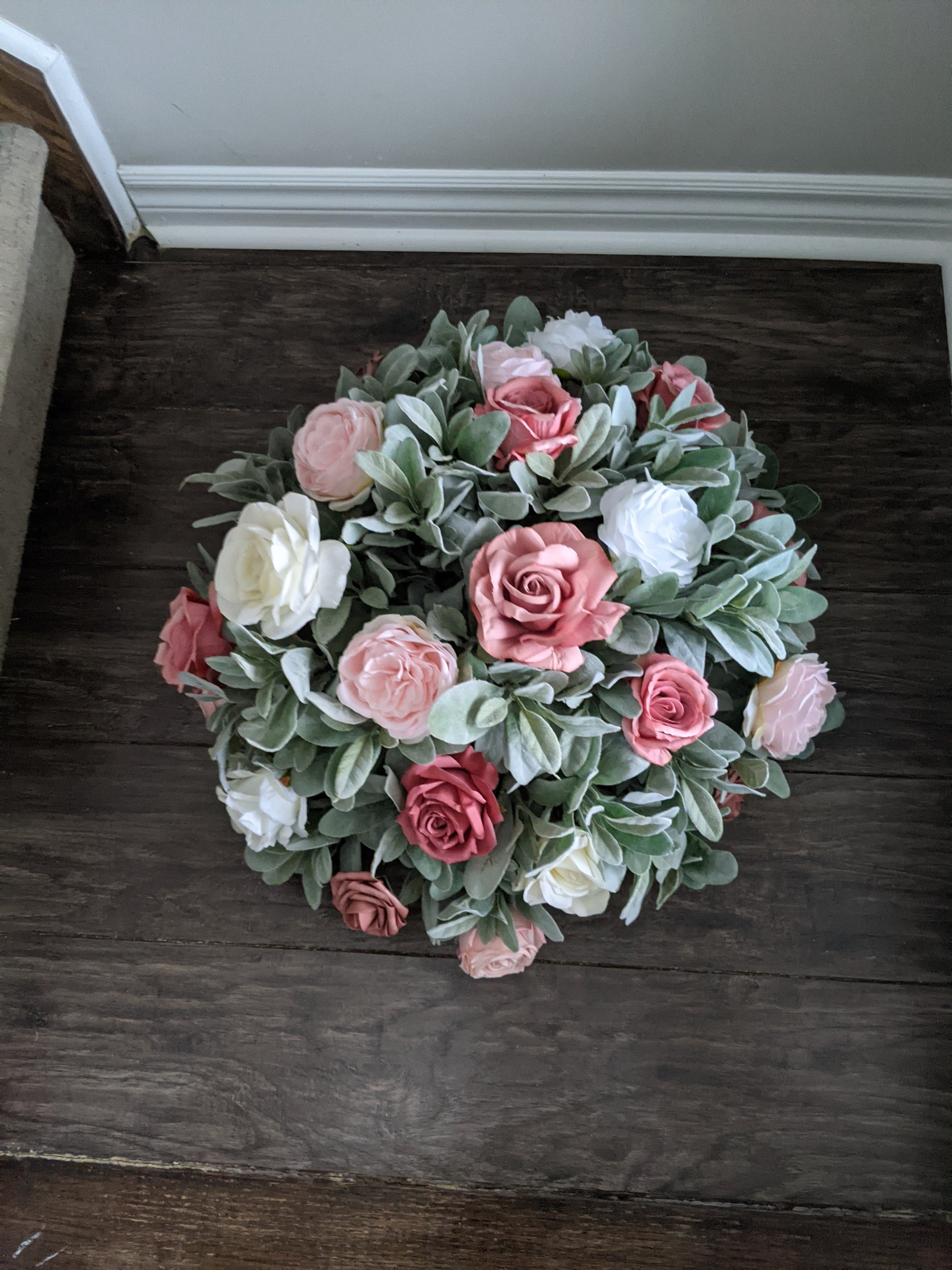 Dusty Rose & Lamb's Ear Altar Arrangement
