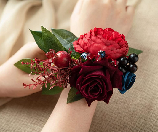 Burgundy & Navy Blue Corsage