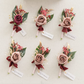 Cinnamon Rose & Burgundy Groom Boutonniere