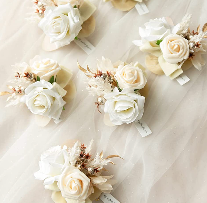 White & Gold Corsage
