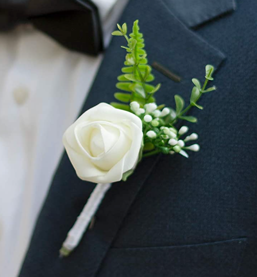 Garden Blush Boutonniere (White)