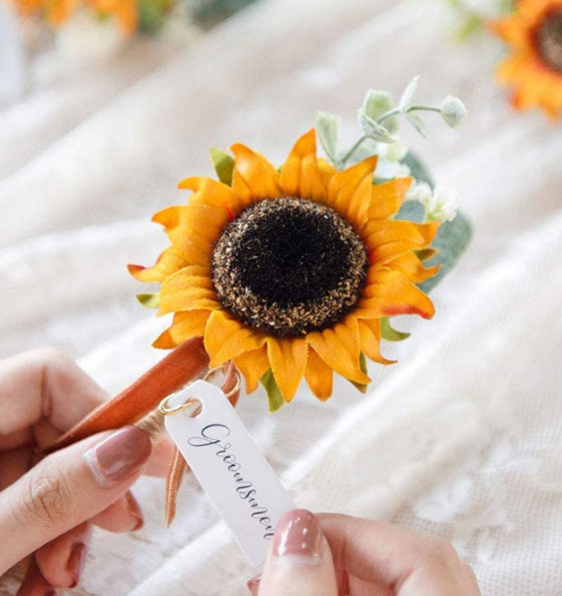 Sunflower & Burgundy Boutonniere
