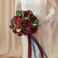Burgundy & Navy Blue 11" Bridal Bouquet