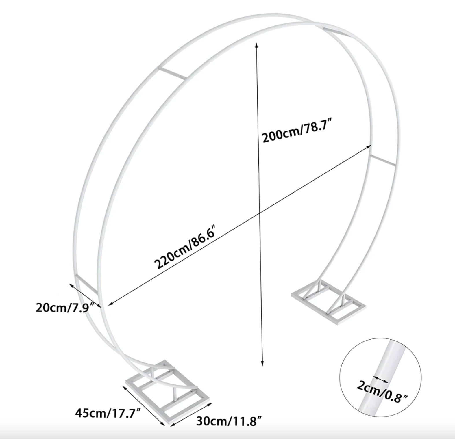 White Circular Metal Arch (Flowers Not Included)