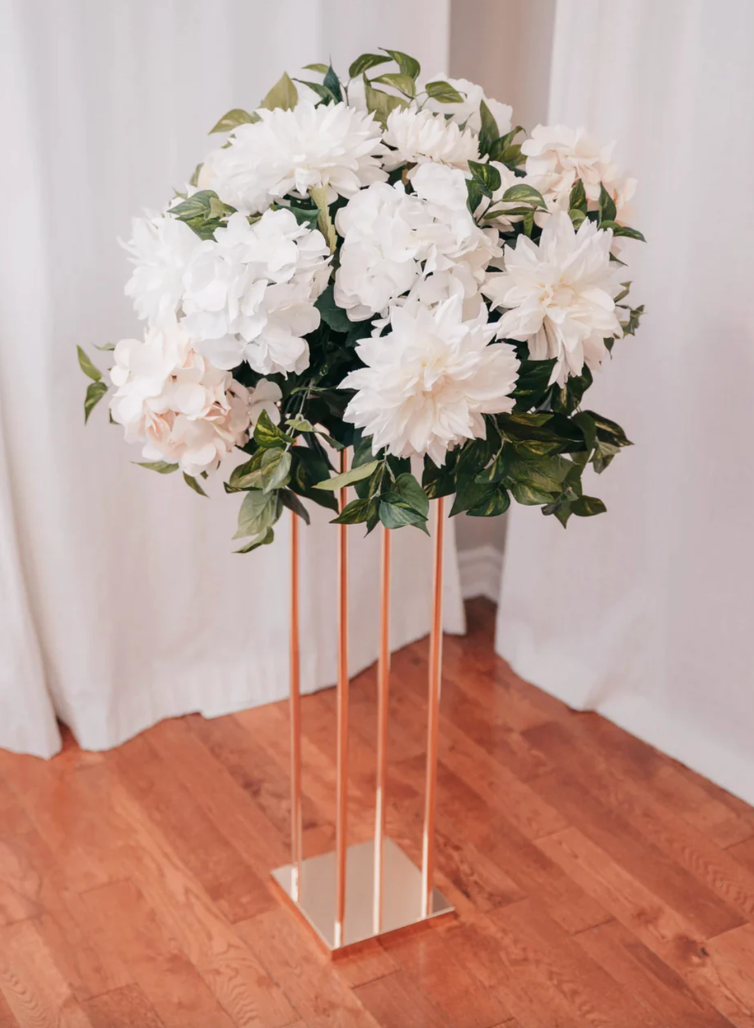 Classic White Altar Arrangement With Gold Riser