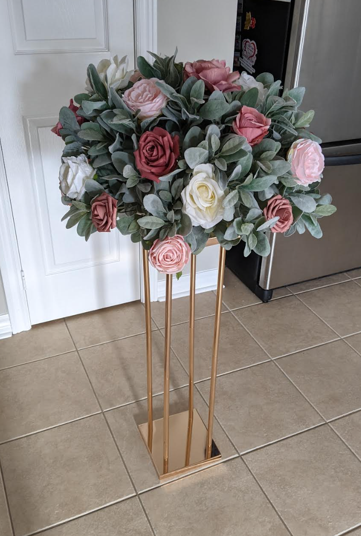 Dusty Rose & Lamb's Ear Altar Arrangement