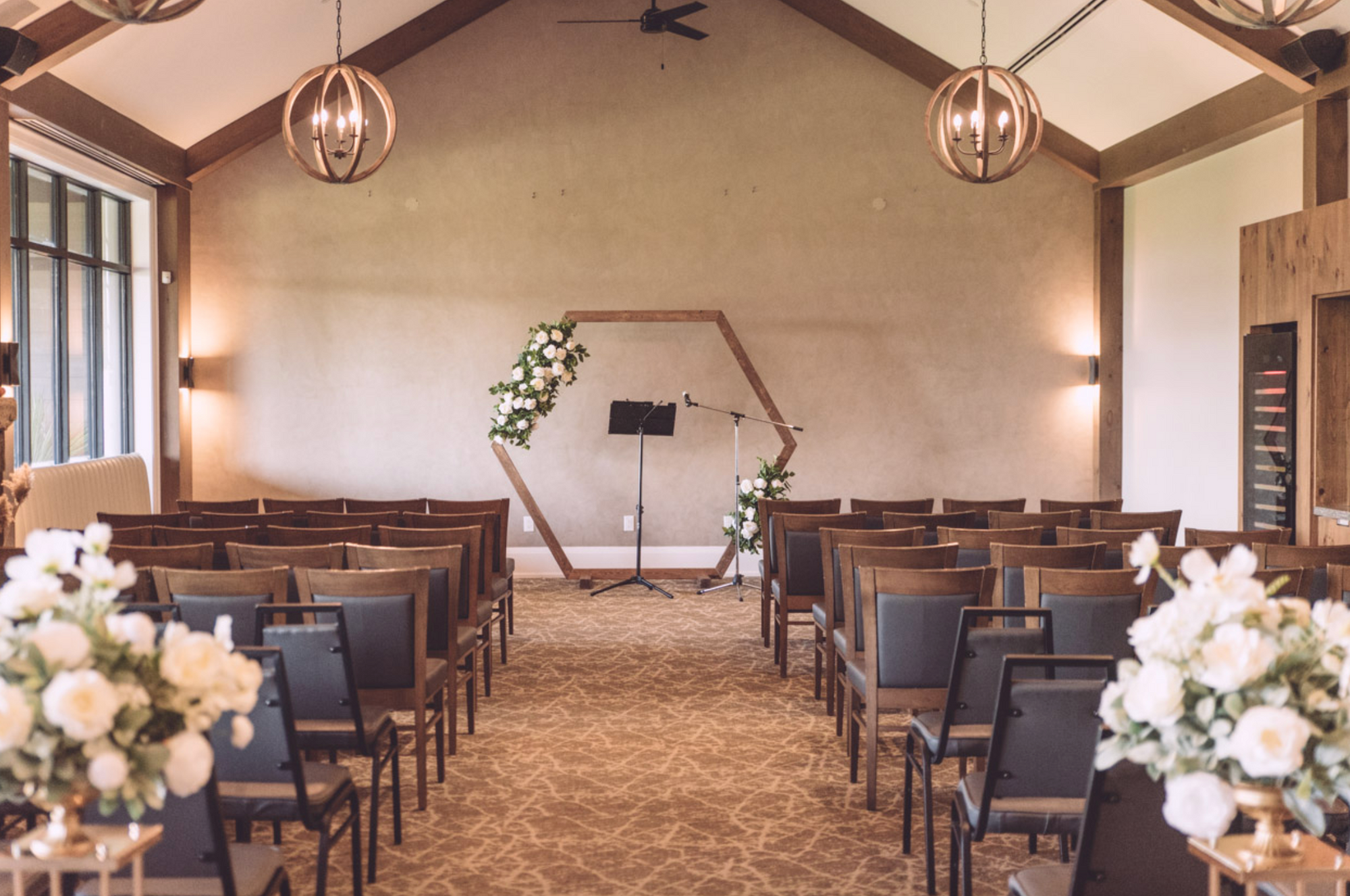 Wooden Hexagon Arch (7') (Flowers Not Included)