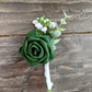 White & Emerald Boutonniere