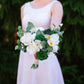 White & Emerald 7" Bridesmaid Bouquet
