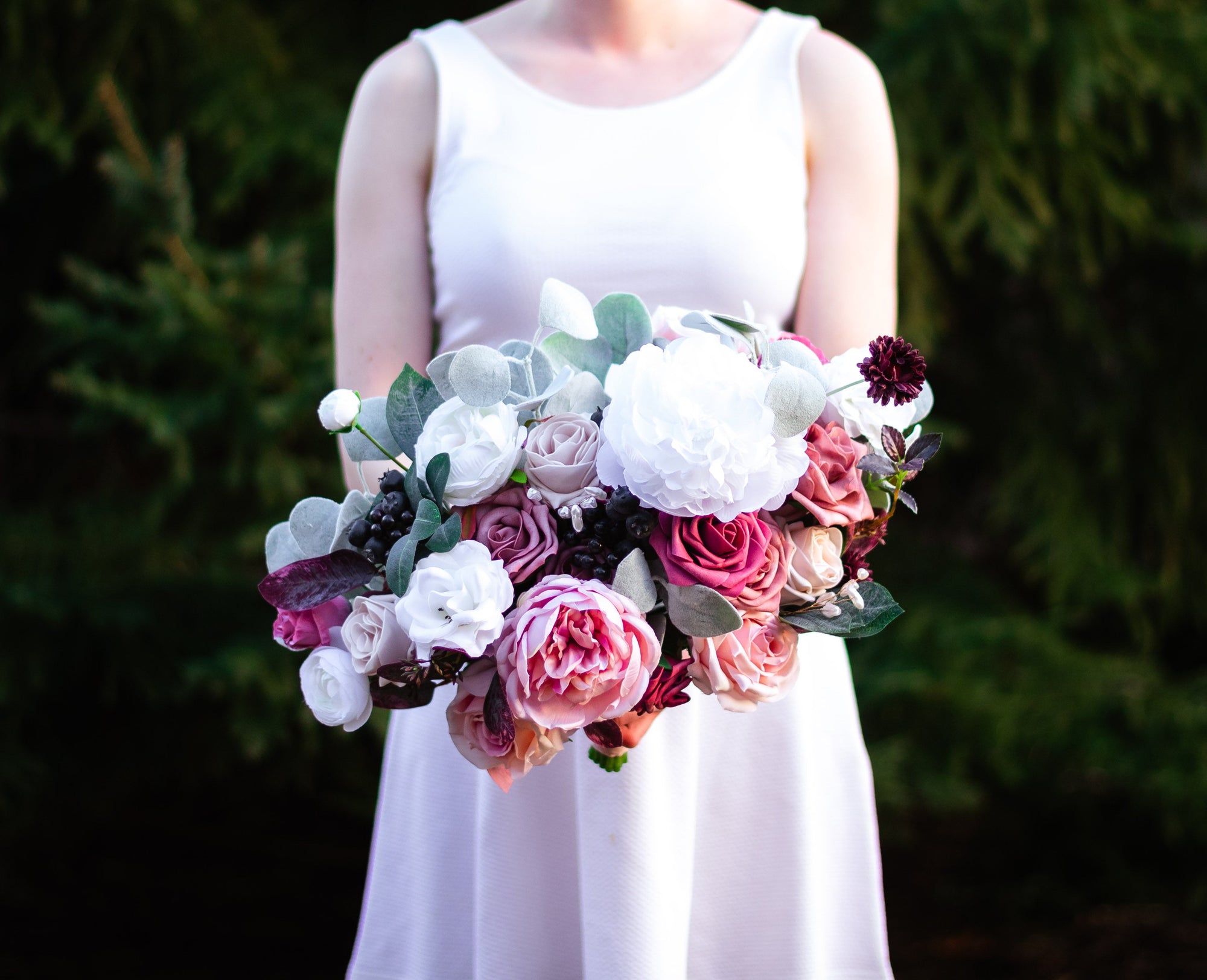 Dusty Rose & Mauve 12" Bridal Bouquet