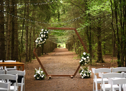 Wooden Hexagon Arch (7') (Flowers Not Included)