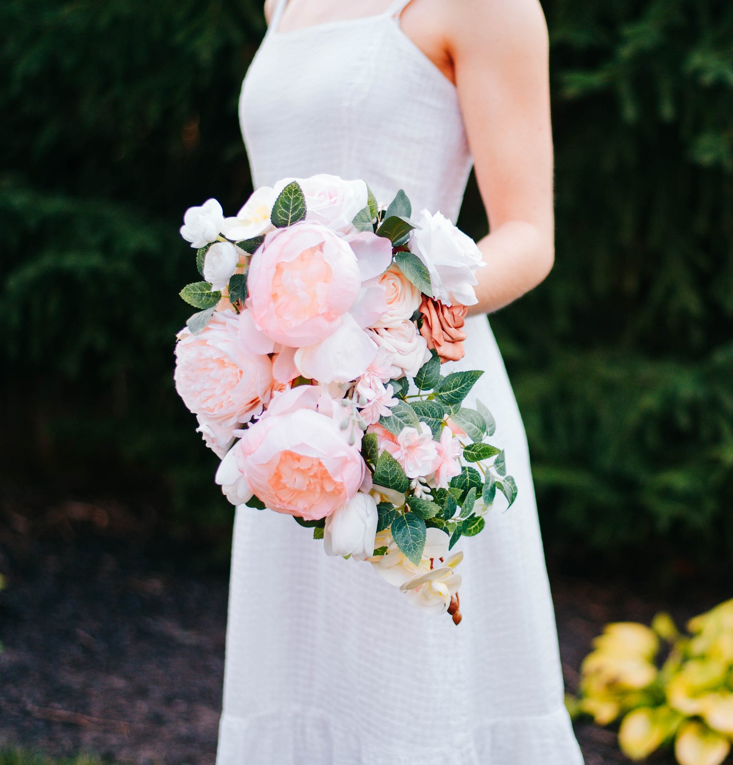 Tender Blush Cascading Bridal Bouquet