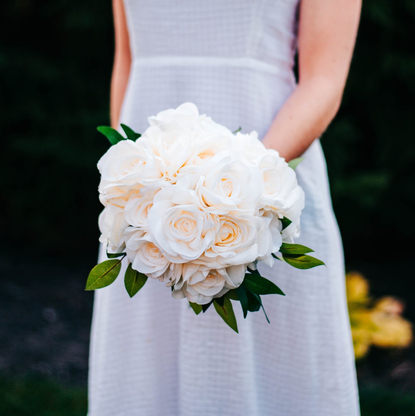 Minimal White Rose Bridal Bouquet