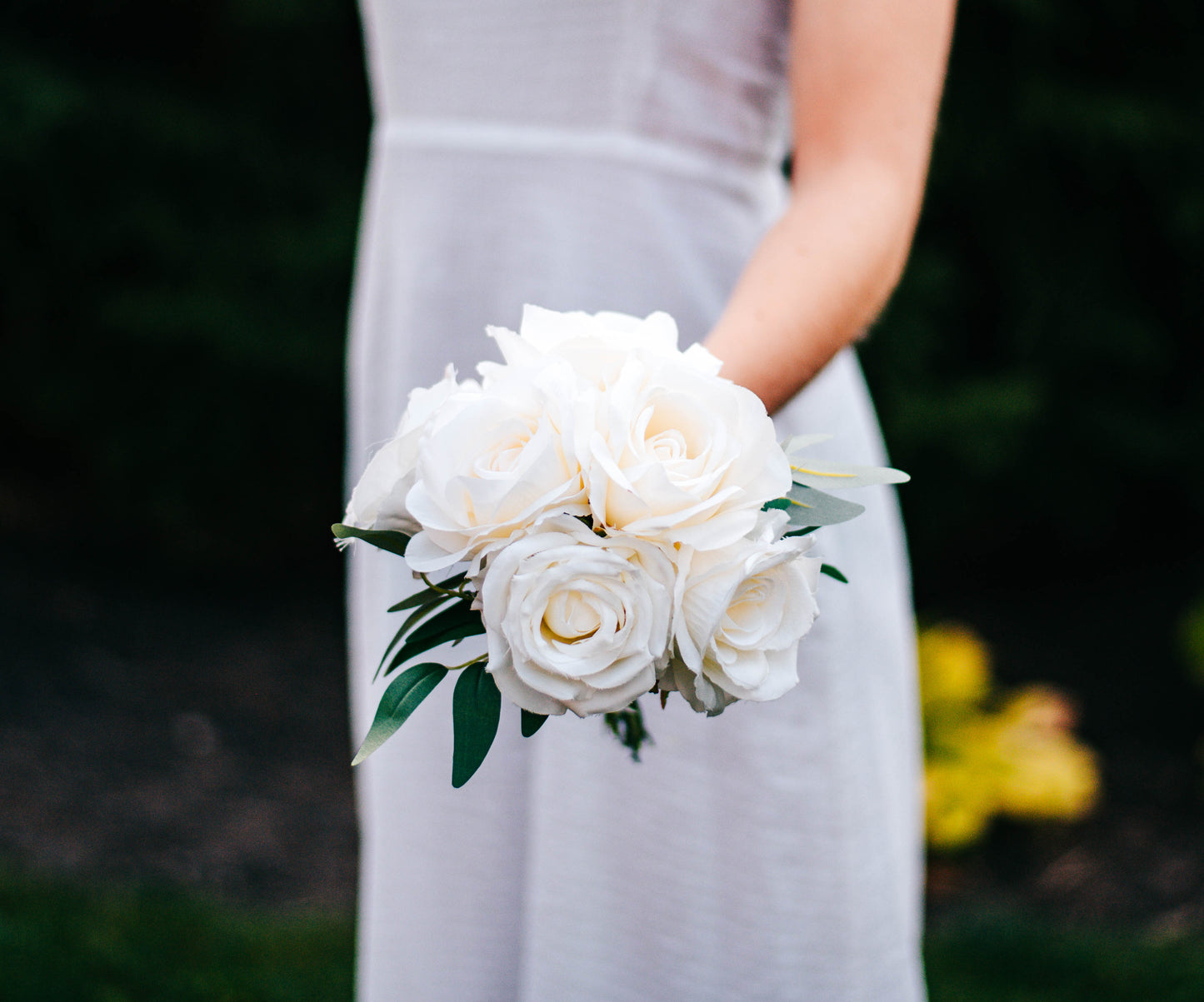 Minimal White Rose Bridesmaid Bouquet