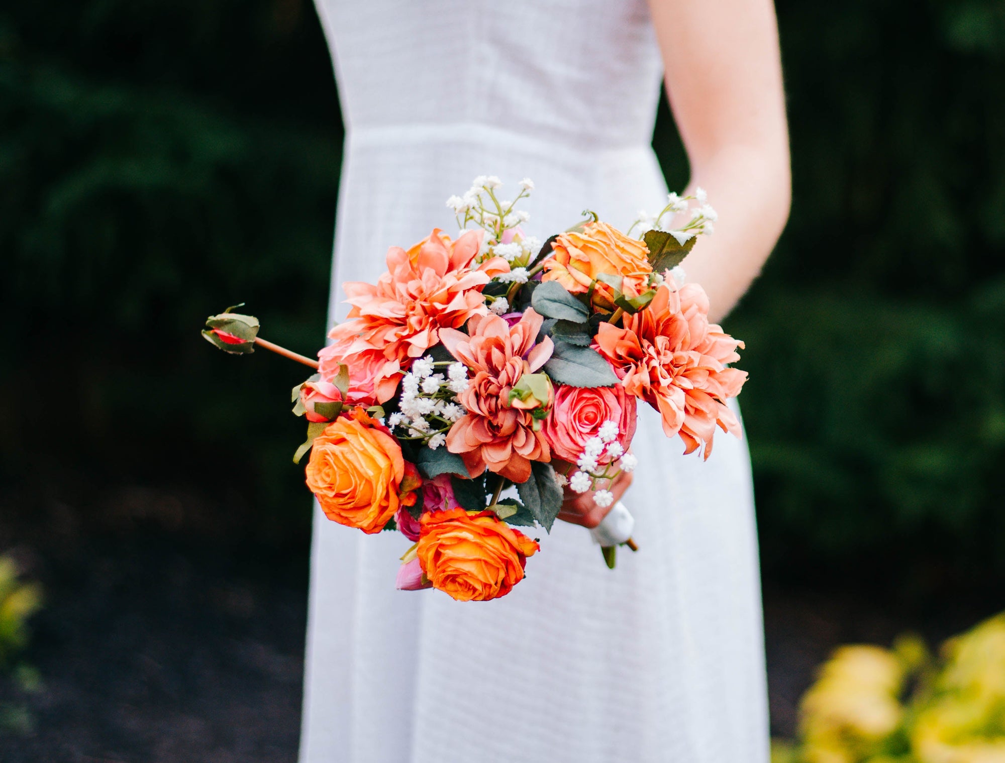 Coral Pink & Orange Bridesmaid Bouquet