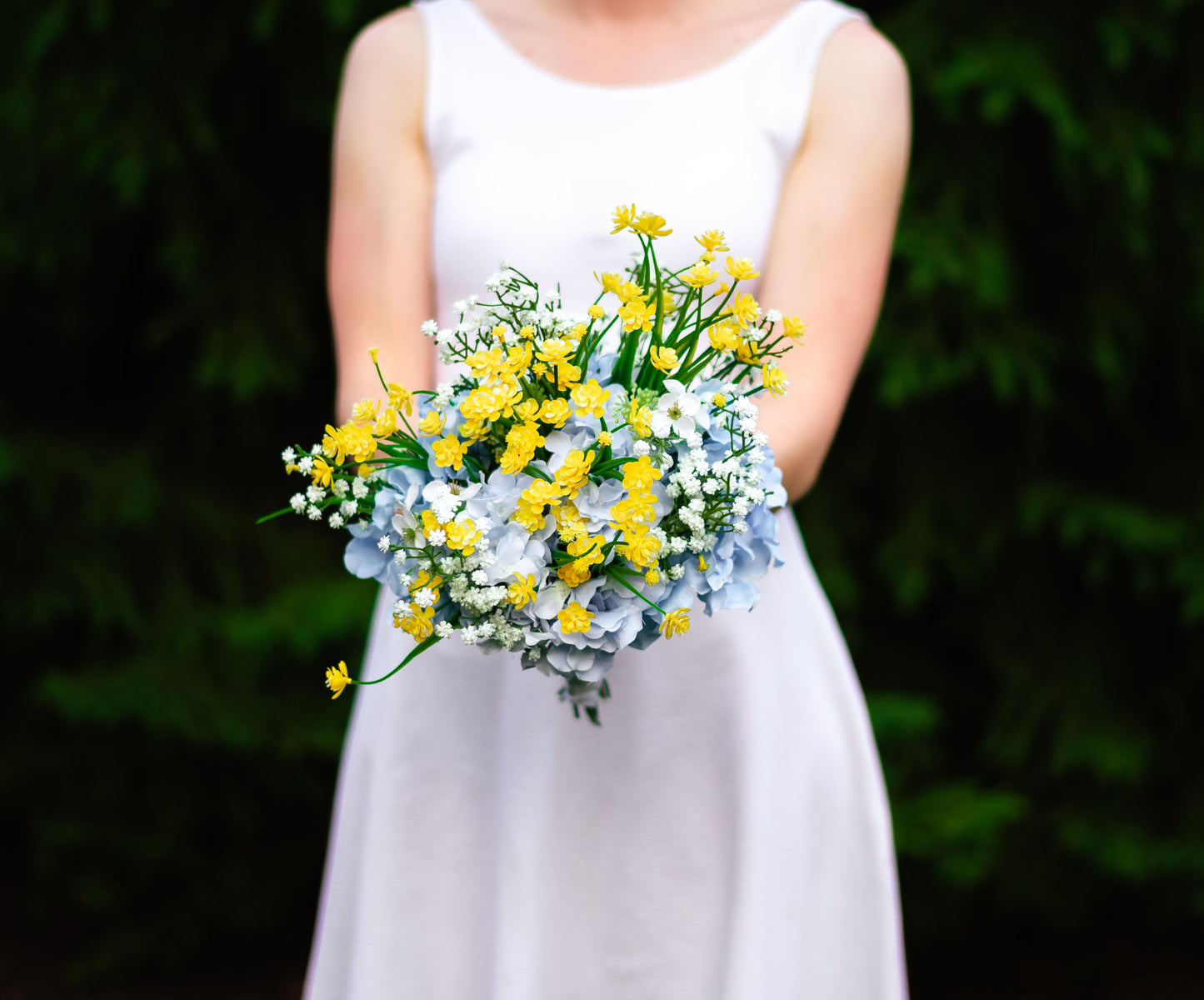 Blue & Yellow Bridal Bouquet