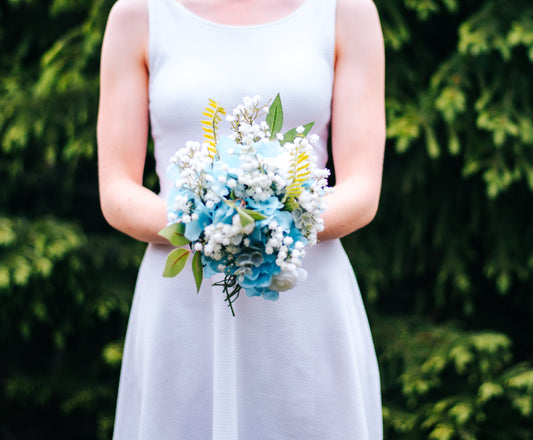 Blue Hydrangea & Baby's Breath Bridesmaid Bouquet