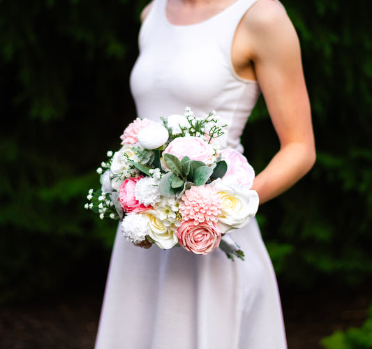 Blush & White Round Bridal Bouquet