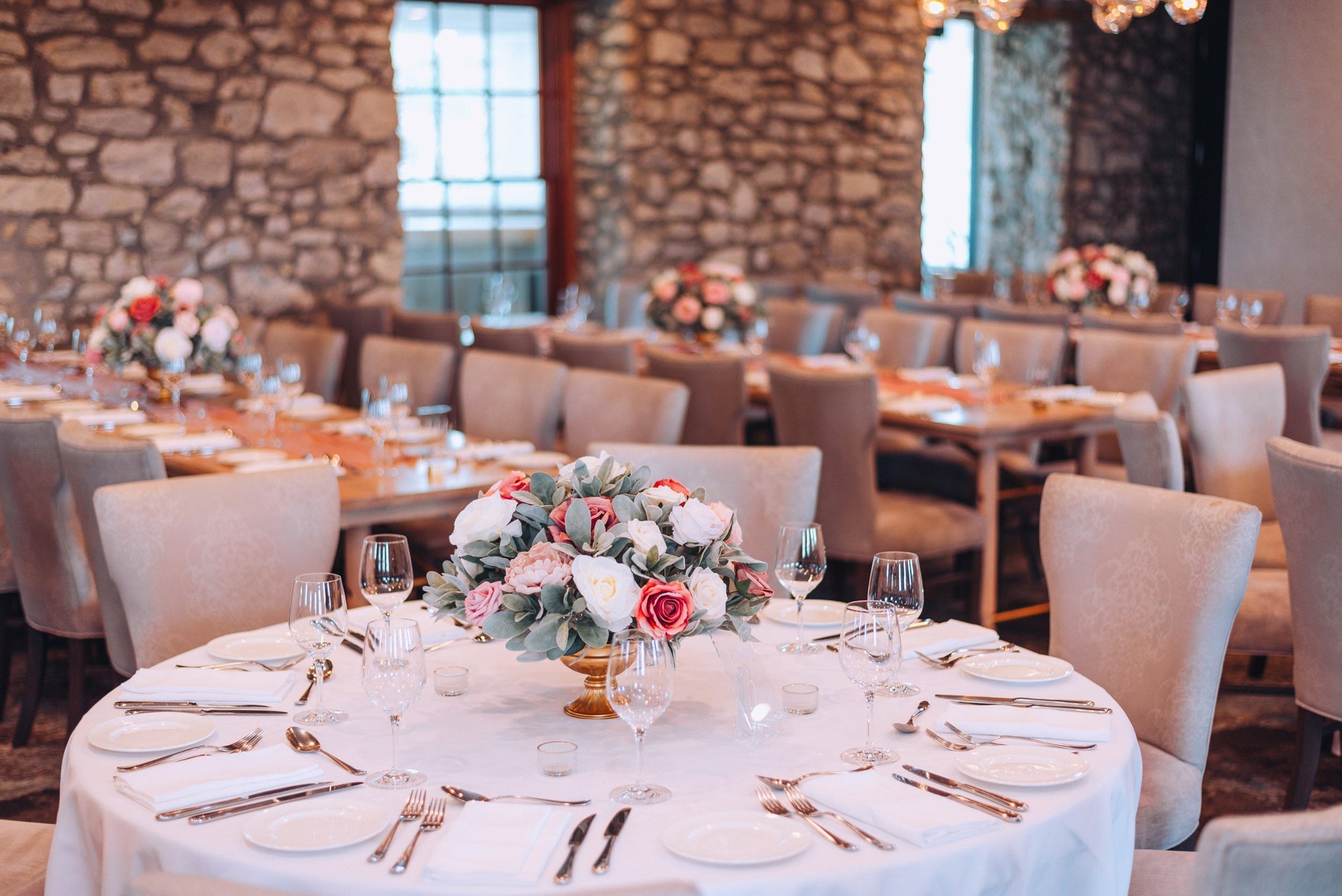 Dusty Rose & Lamb's Ear Centerpiece