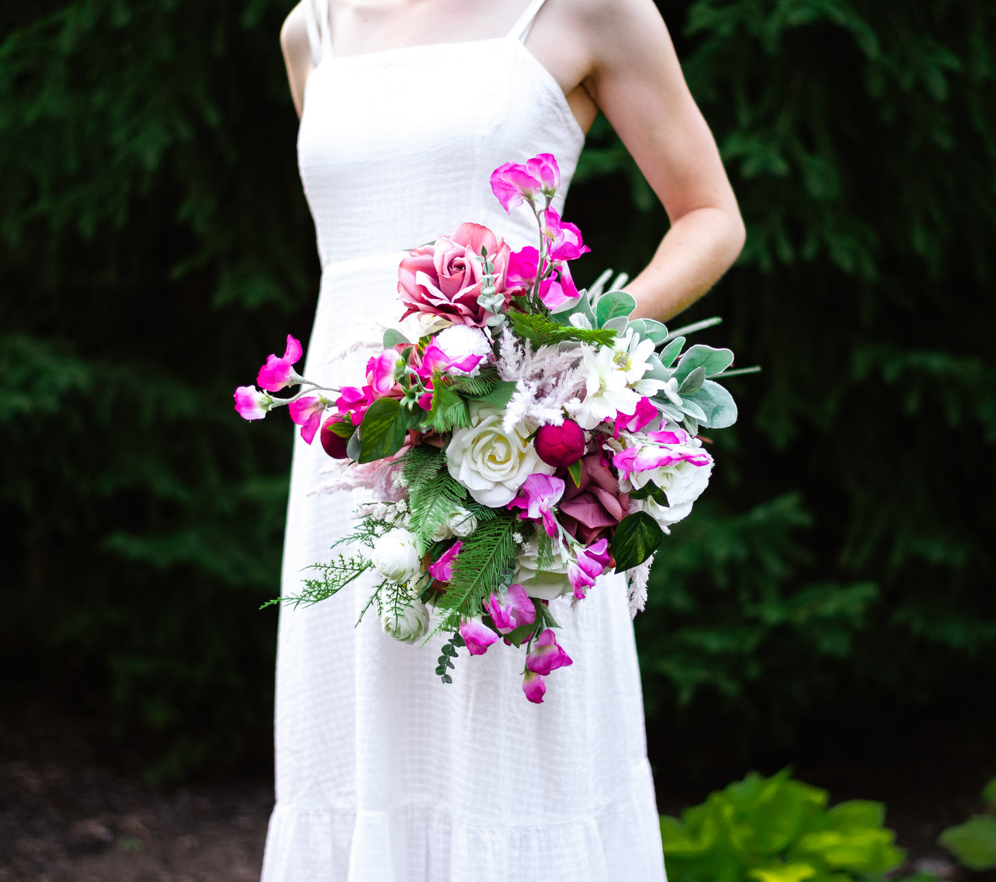 White & Pink Wildflower Bridal Bouquet