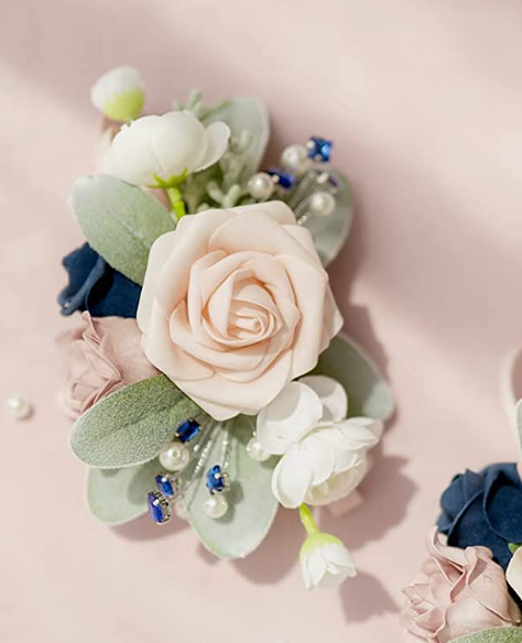 Dusty Rose & Navy Corsage