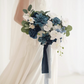 Navy Blue & White 11" Bridal Bouqet