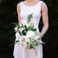 White & Emerald Cascading Bridal Bouquet